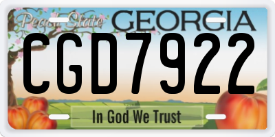 GA license plate CGD7922