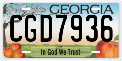 GA license plate CGD7936
