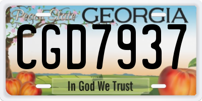 GA license plate CGD7937