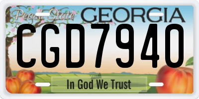 GA license plate CGD7940