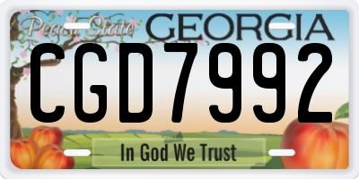 GA license plate CGD7992