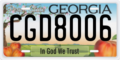 GA license plate CGD8006