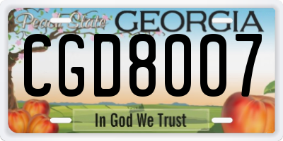 GA license plate CGD8007