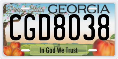 GA license plate CGD8038