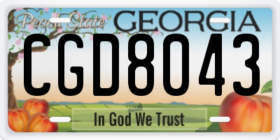 GA license plate CGD8043