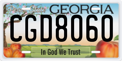 GA license plate CGD8060