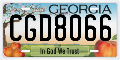 GA license plate CGD8066