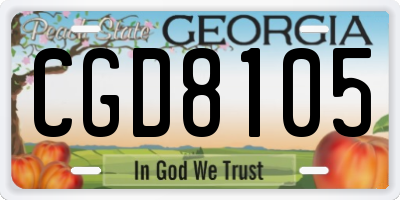 GA license plate CGD8105