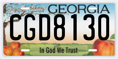 GA license plate CGD8130