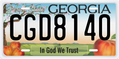 GA license plate CGD8140