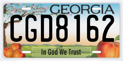 GA license plate CGD8162