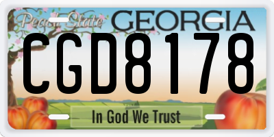 GA license plate CGD8178