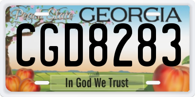 GA license plate CGD8283