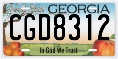 GA license plate CGD8312