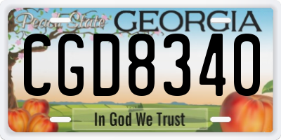 GA license plate CGD8340