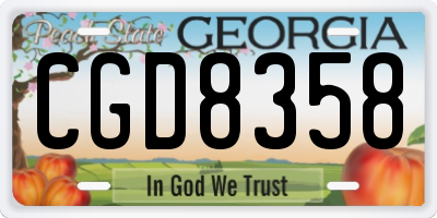 GA license plate CGD8358