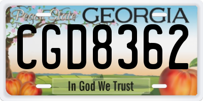 GA license plate CGD8362