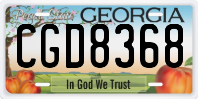 GA license plate CGD8368