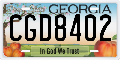 GA license plate CGD8402