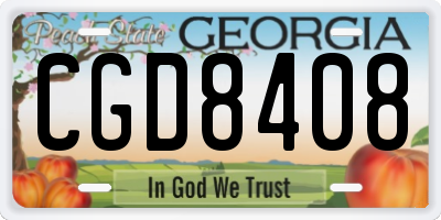GA license plate CGD8408