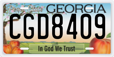 GA license plate CGD8409