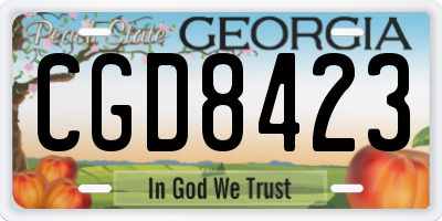 GA license plate CGD8423