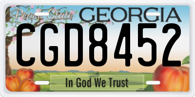 GA license plate CGD8452