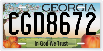 GA license plate CGD8672