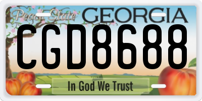 GA license plate CGD8688
