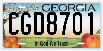 GA license plate CGD8701