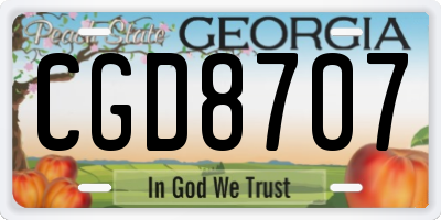 GA license plate CGD8707
