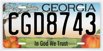 GA license plate CGD8743