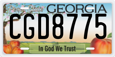 GA license plate CGD8775