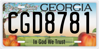 GA license plate CGD8781
