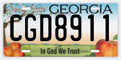 GA license plate CGD8911