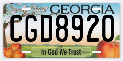 GA license plate CGD8920