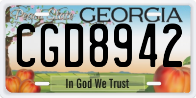 GA license plate CGD8942