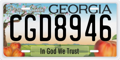 GA license plate CGD8946