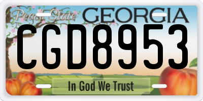 GA license plate CGD8953