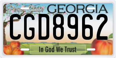 GA license plate CGD8962