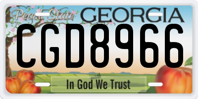 GA license plate CGD8966