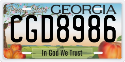 GA license plate CGD8986