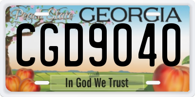 GA license plate CGD9040