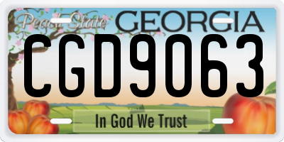 GA license plate CGD9063