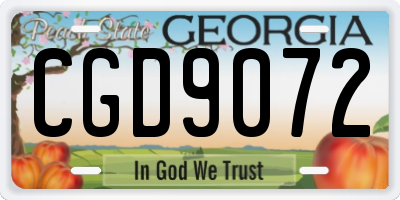 GA license plate CGD9072