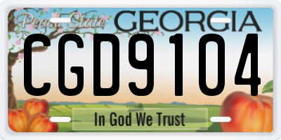 GA license plate CGD9104
