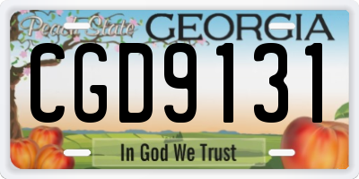 GA license plate CGD9131