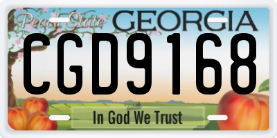 GA license plate CGD9168