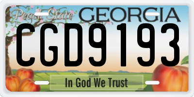 GA license plate CGD9193