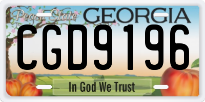 GA license plate CGD9196